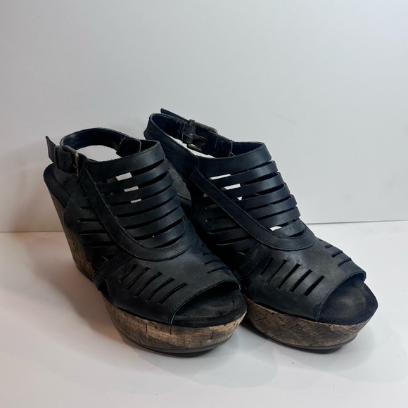 Nine West Black Ebah Gladiator Cork Wedge - Picture 4 of 9